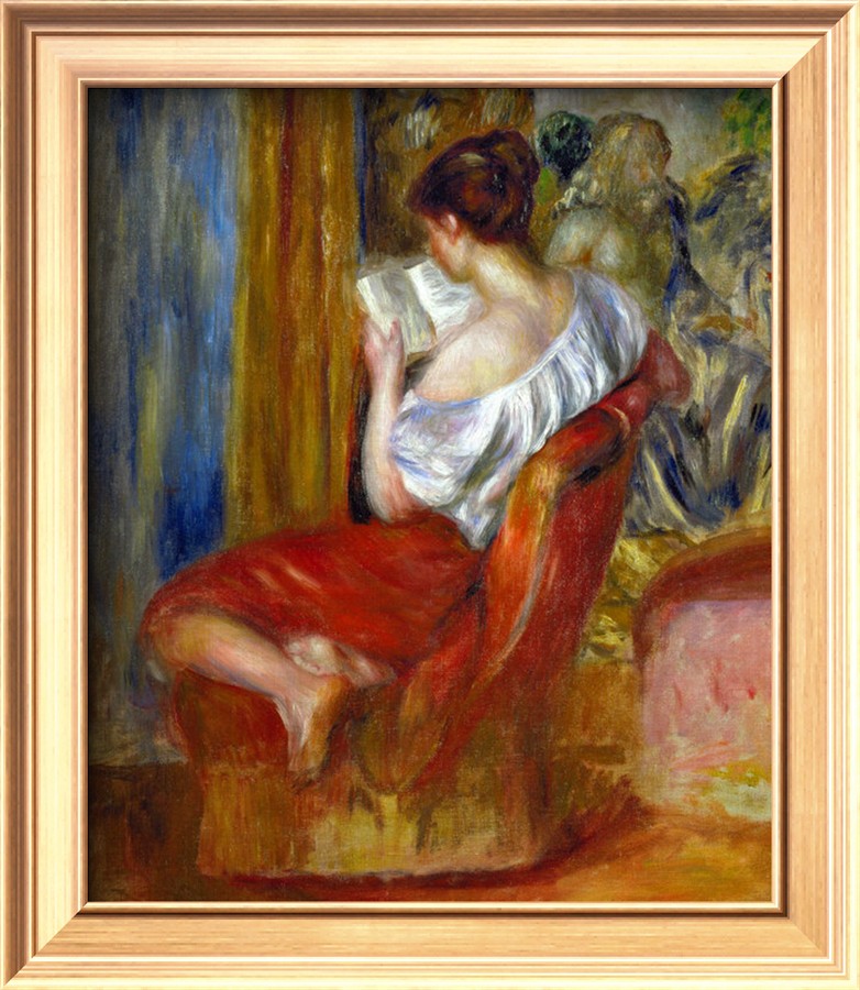 Reading Woman, circa 1900 - Pierre-Auguste Renoir painting on canvas